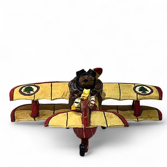 David Frykman Santa In Airplane Figurine DF1113 1997 Signed 9" x 6" x 4" Vintage - Picture 4 of 8